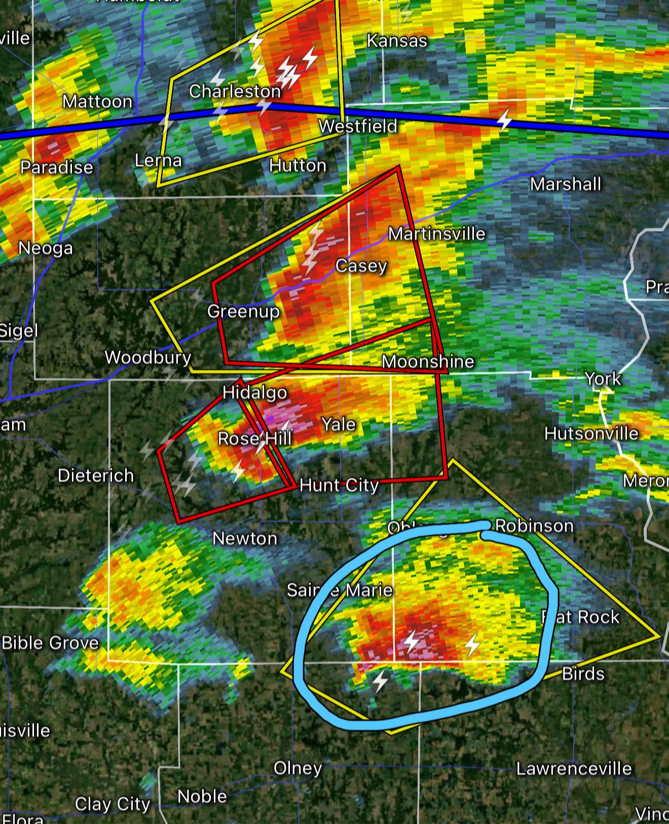 Reed - Two supercells with #tornado warnings that include Casey and ...