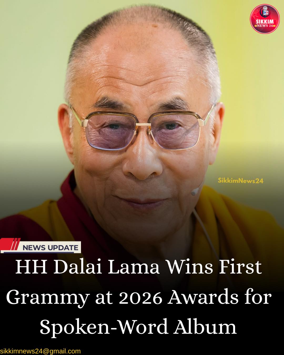 HH Dalai Lama Wins First Grammy at 2026 Awards for Spoken-Word