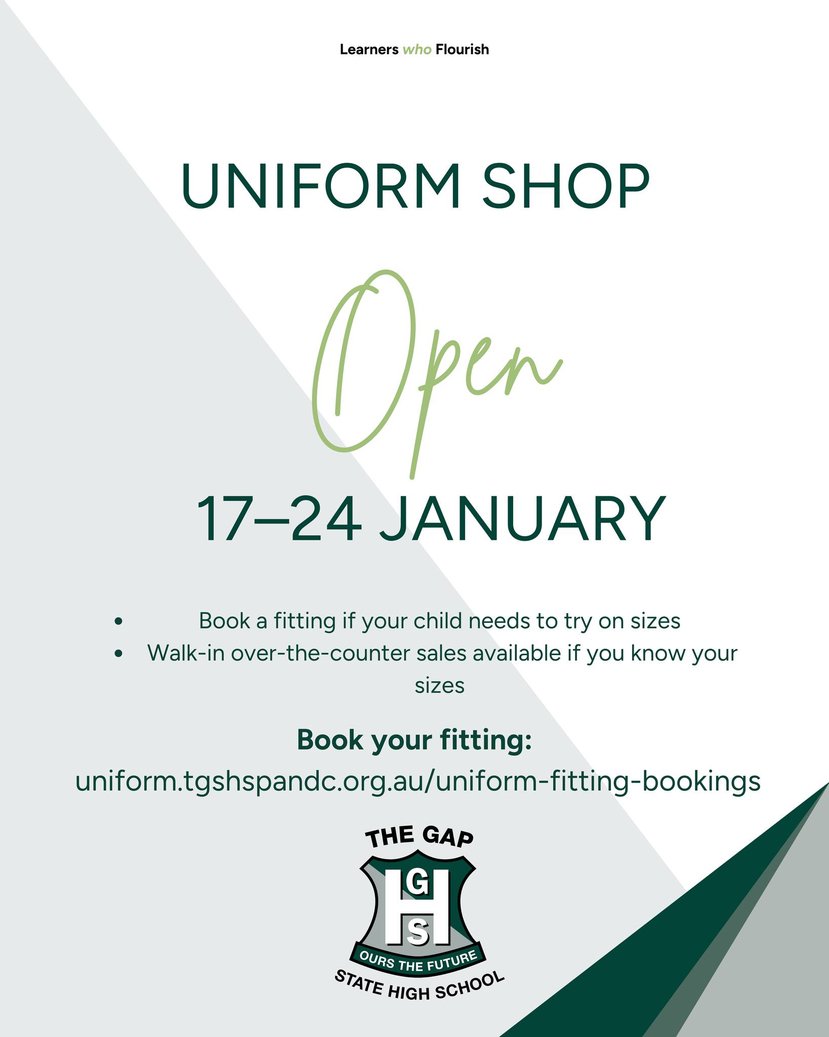 The Gap - 2026 Uniform Fittings Now Open The Uniform Shop will be open ...