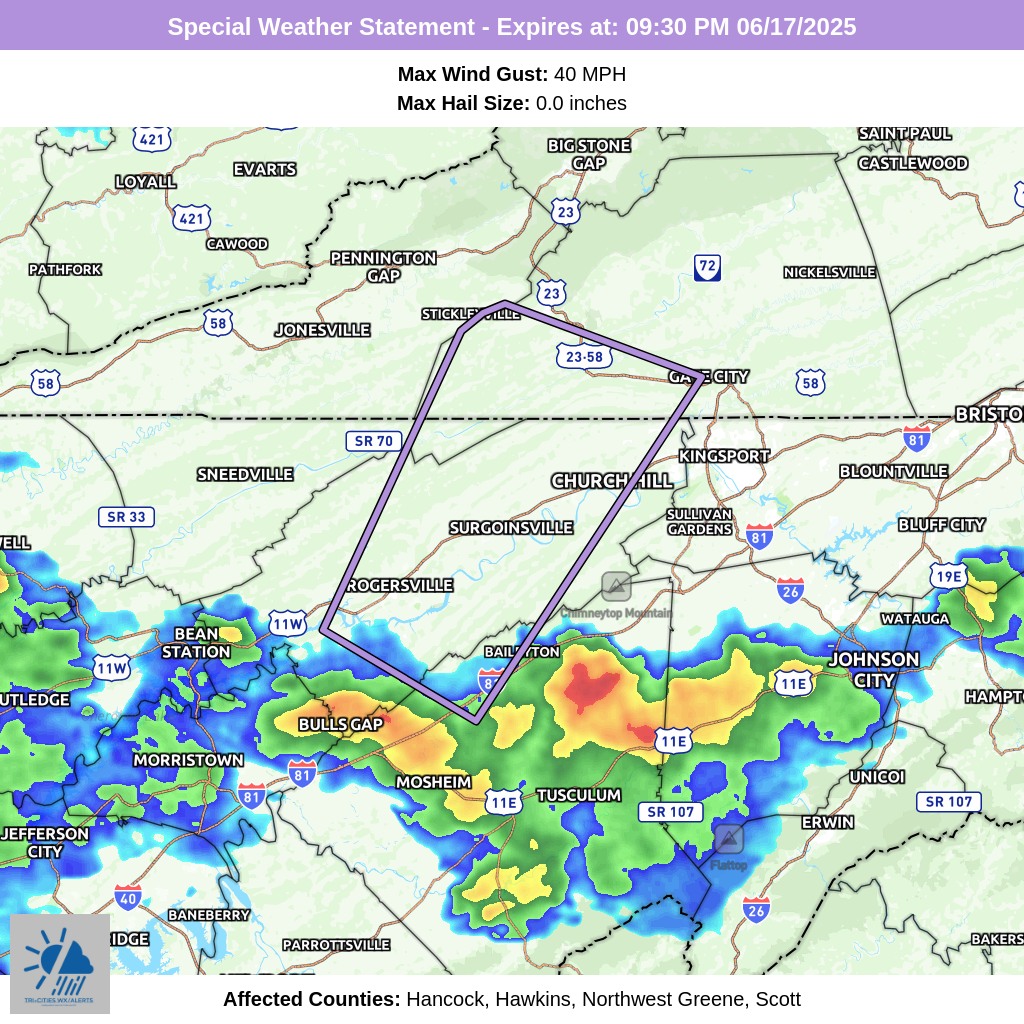Tri-Cities - Weather Alert: Special Weather Statement for Hancock ...