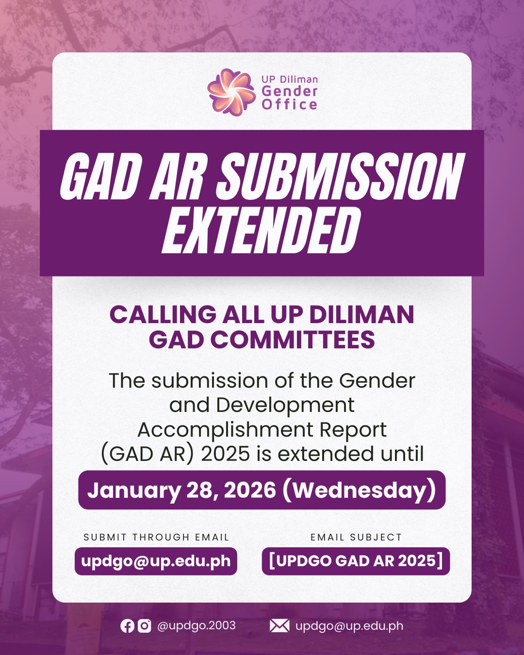 UP Diliman - The UP Diliman Gender Office has extended the... | Facebook