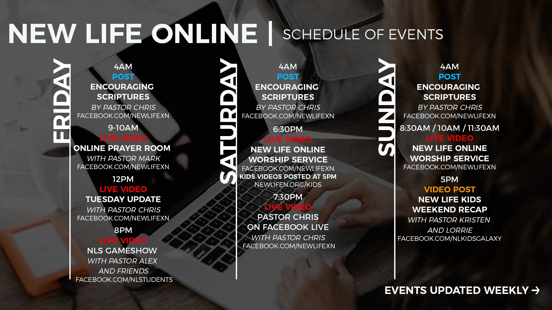 UPDATED EVENT SCHEDULE:... - New Life Christian Ministries