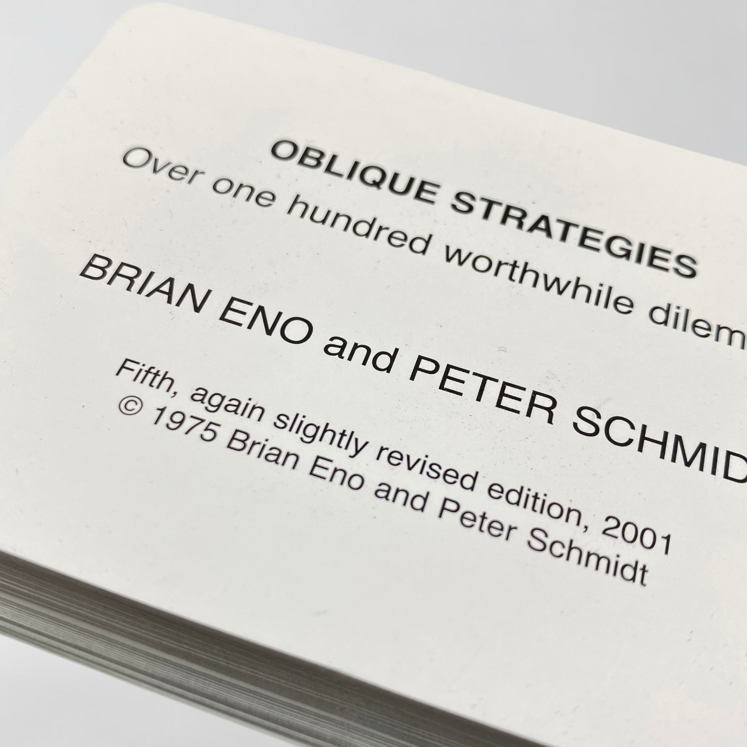 2001 Brain Eno & Peter Schmidt Oblique Strategies Card Set