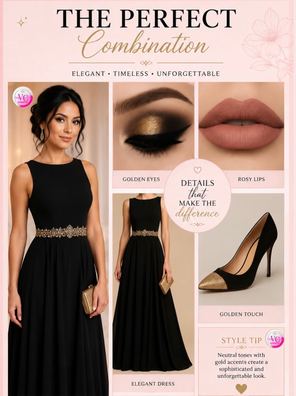 lipstick for black and gold dress Black, & timeless glam ✨🖤 Golden details make all the difference. ✨ #GlamMakeup #MakeupInspiration #BeautyInspiration #MakeupArtist #ElegantBeauty Tutu