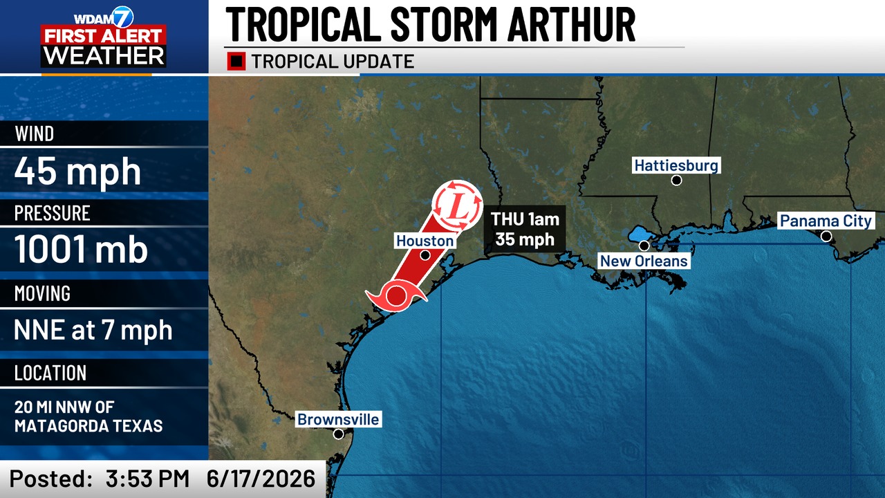Here is the latest forecast cone on PTS #1 from the National 
