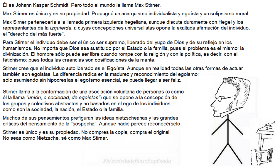 Él es... Max Stirner... - Sociedad De Filosofía Aplicada
