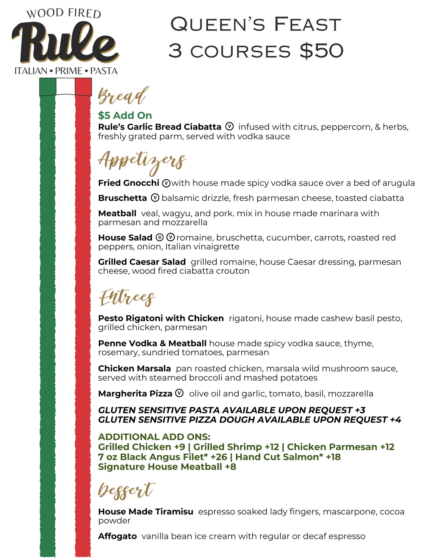 Rule - Queen’s Feast at Rule Prime & Pasta is officially menu-ed. 🍷 ...