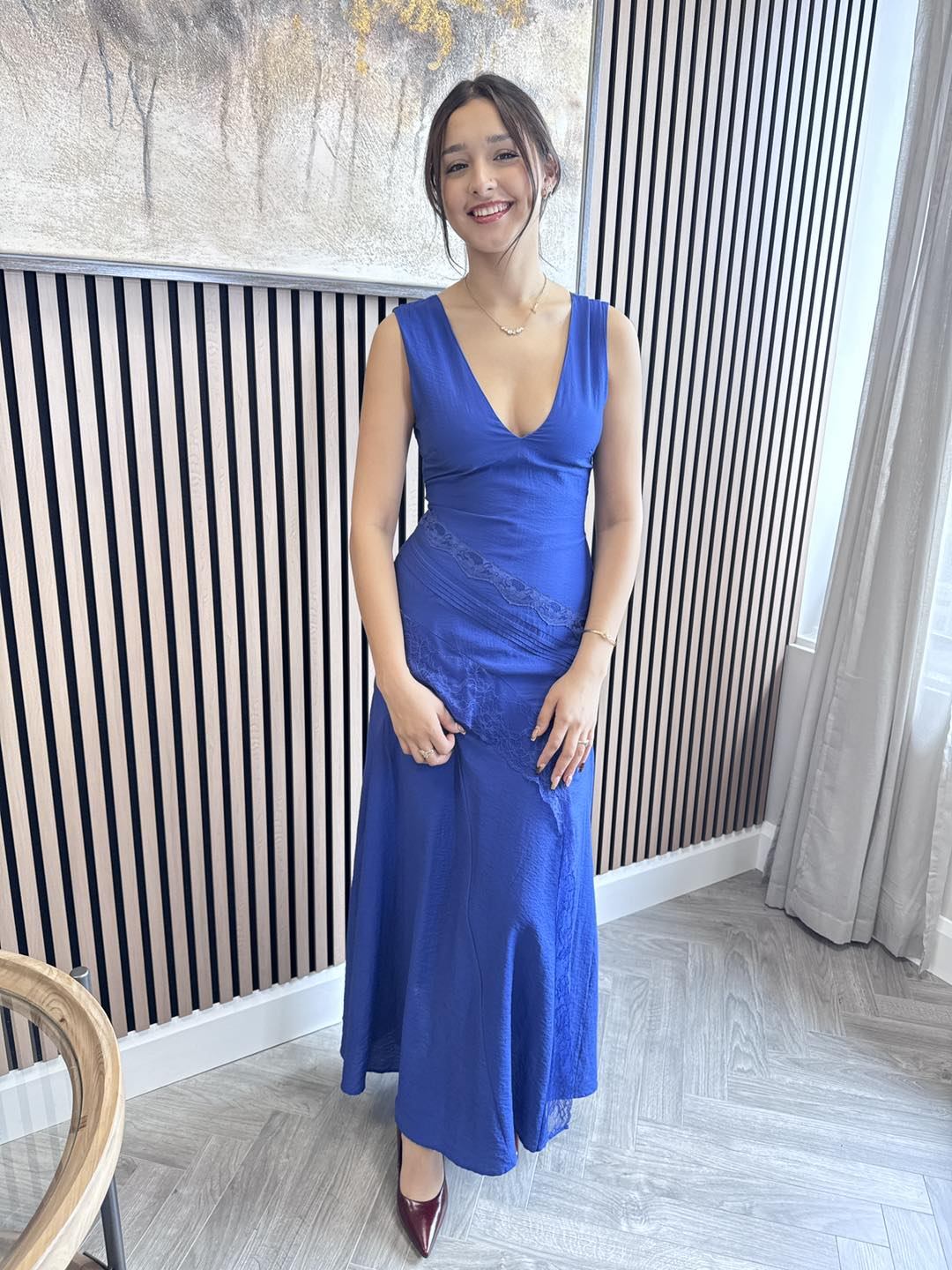 maxi prom dresses Elegant A Line Open Back Navy Blue Long Dress, Long Dark Blue Formal Graduation Evening Dress A1734 Color:Saddle Plaid Nosto 7/16 Korean Simple Party Dress Midriff and back cutouts