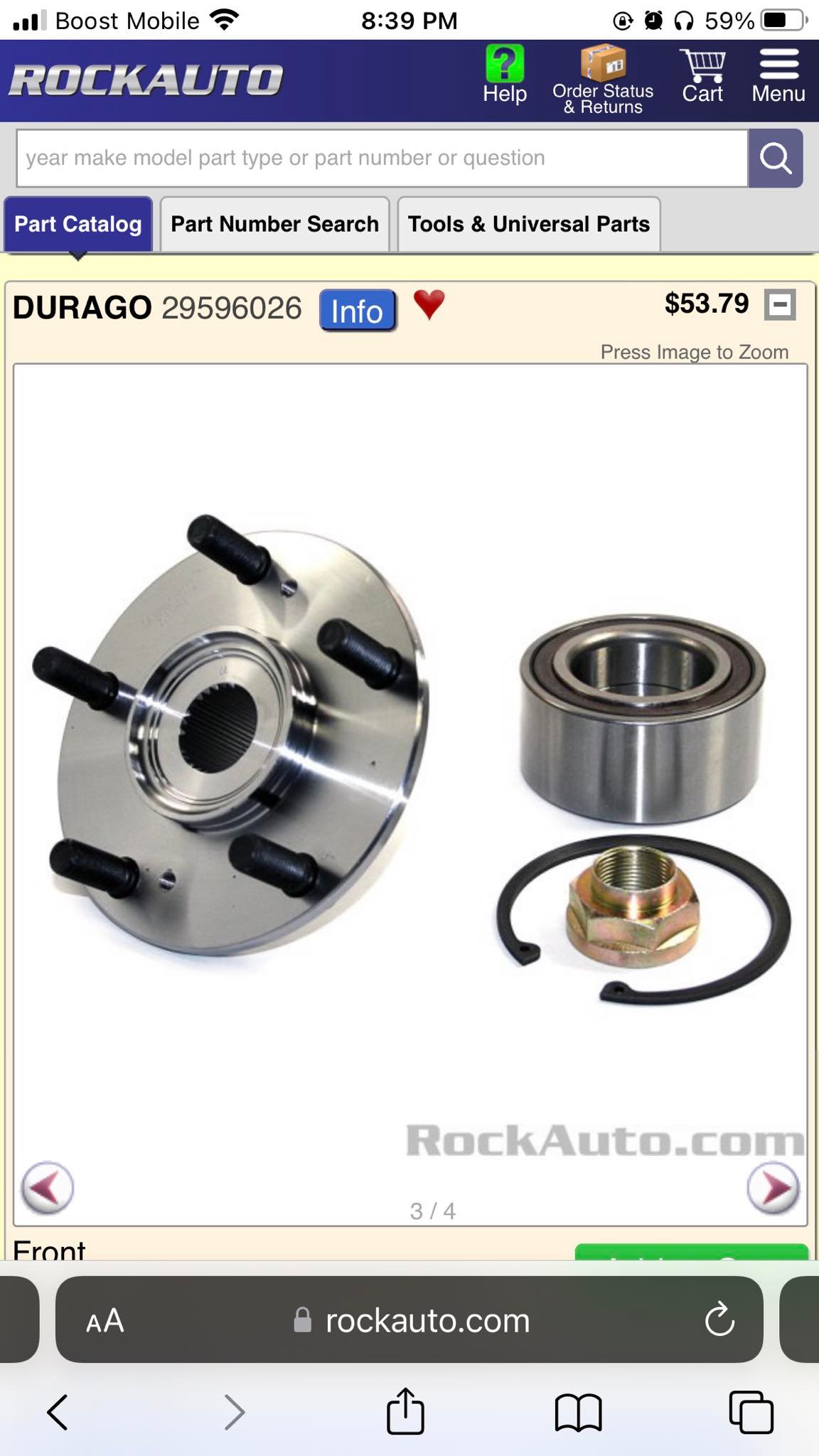 REAR Wheel Hub Bearings FRONT WHEEL DRIVE for Toyota Venza 2009-2016