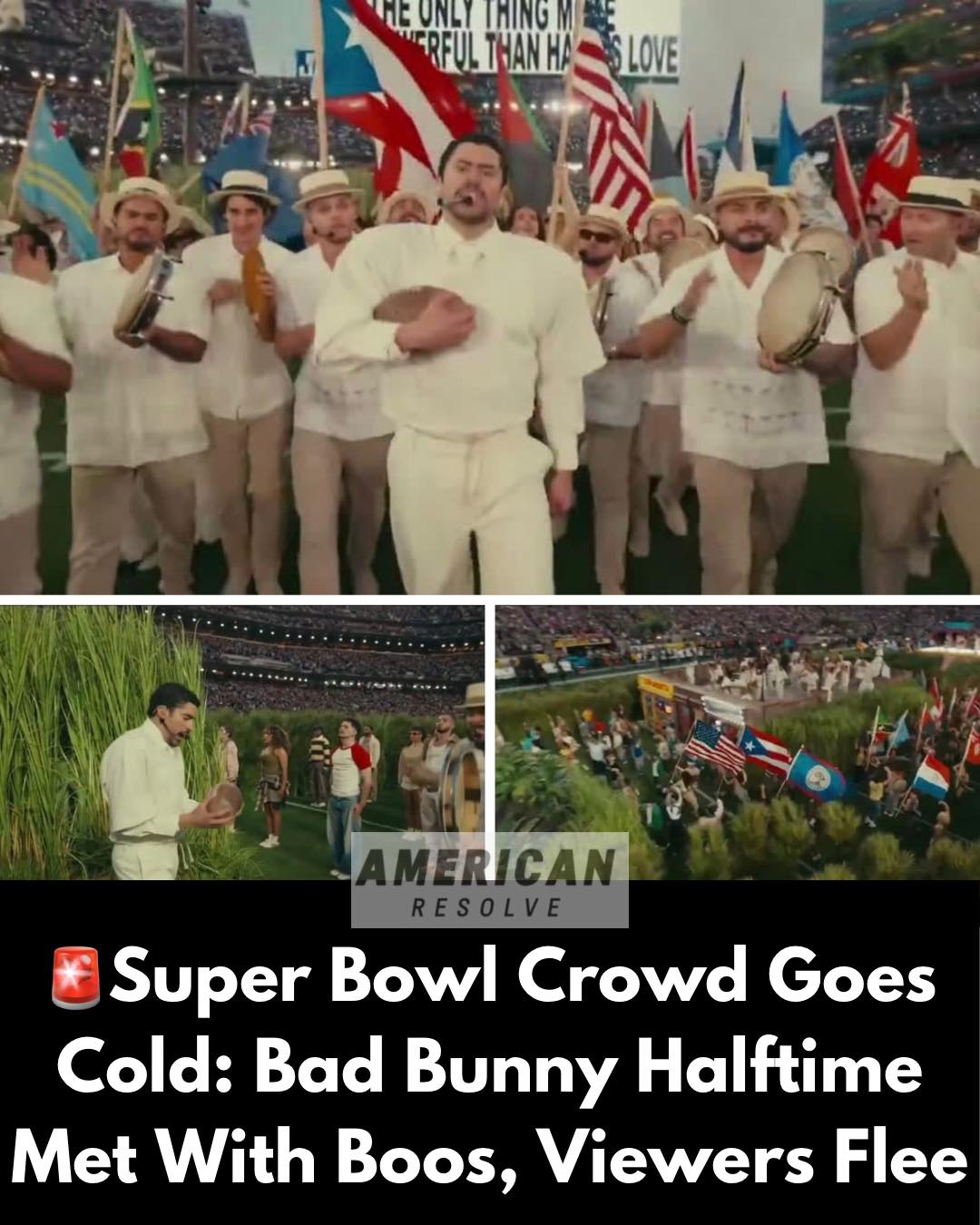 American - 🚨 “WRONG PLACE, WRONG TIME”: BAD BUNNY HALFTIME BOOED AS ...