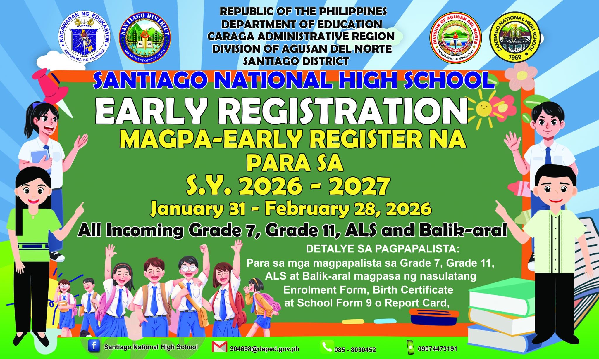 Santiago - Early Registration for School Year 2026-2027 Calling all ...