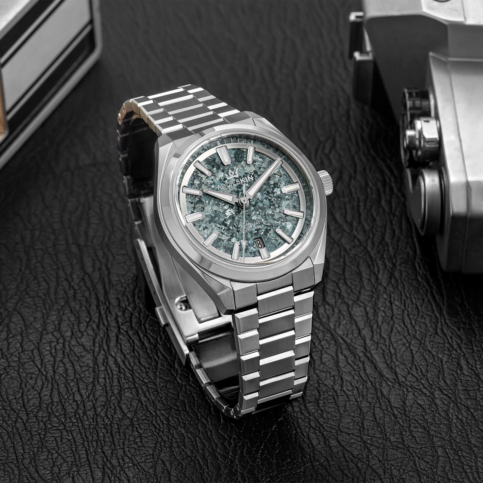 Addieskin K006 luxury automatic watch with crystallized titanium dial