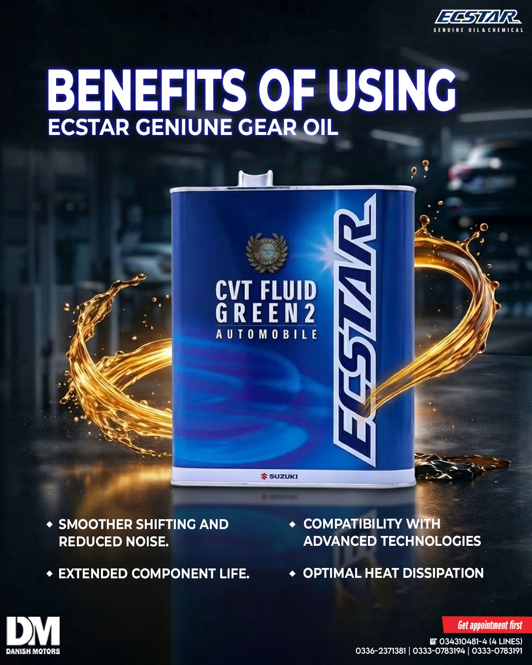 Suzuki Ecstar CVT Fluid Green 2 for smoother gear shifts and