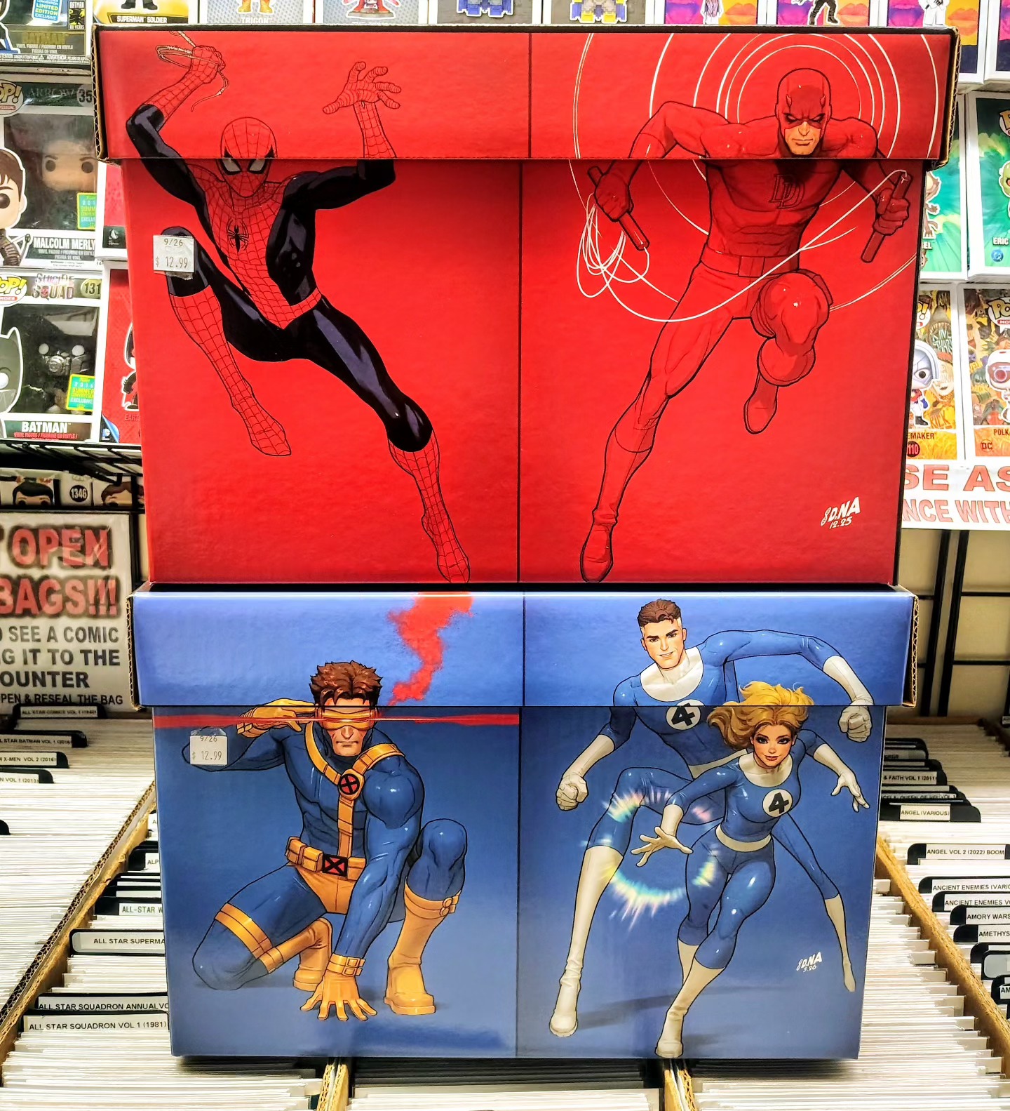 Marvel themed short box available at Scratch N' Spin