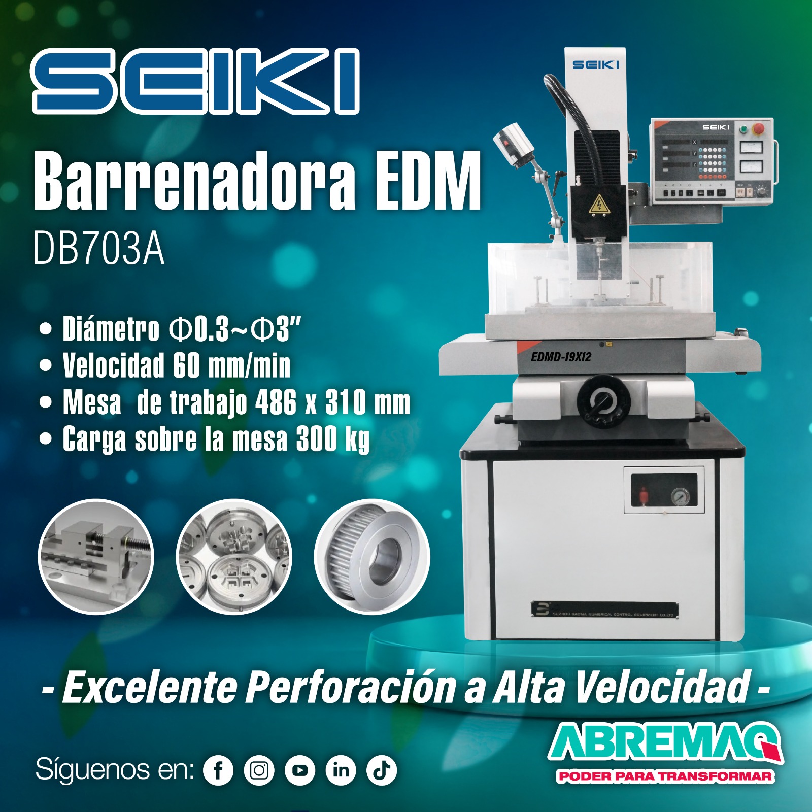 Abremaq - 🦾 Barrenadora EDM DB703A SEIKI 📌 Perforación por ...