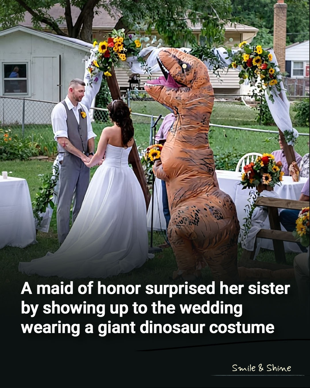 A Prehistoric Walk Down the Aisle When planning a wedding, the traditional expectation for a maid of honor usually involves matching colors, formal dresses, and standing quietly in the spotlight. But for