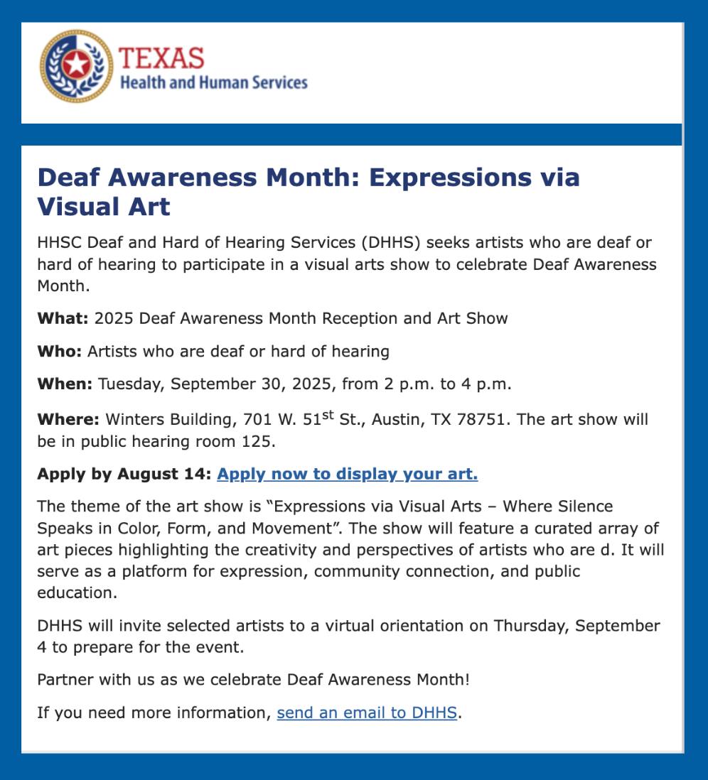 Statewide - Calling Deaf & Hard of Hearing Artists! Showcase your work ...