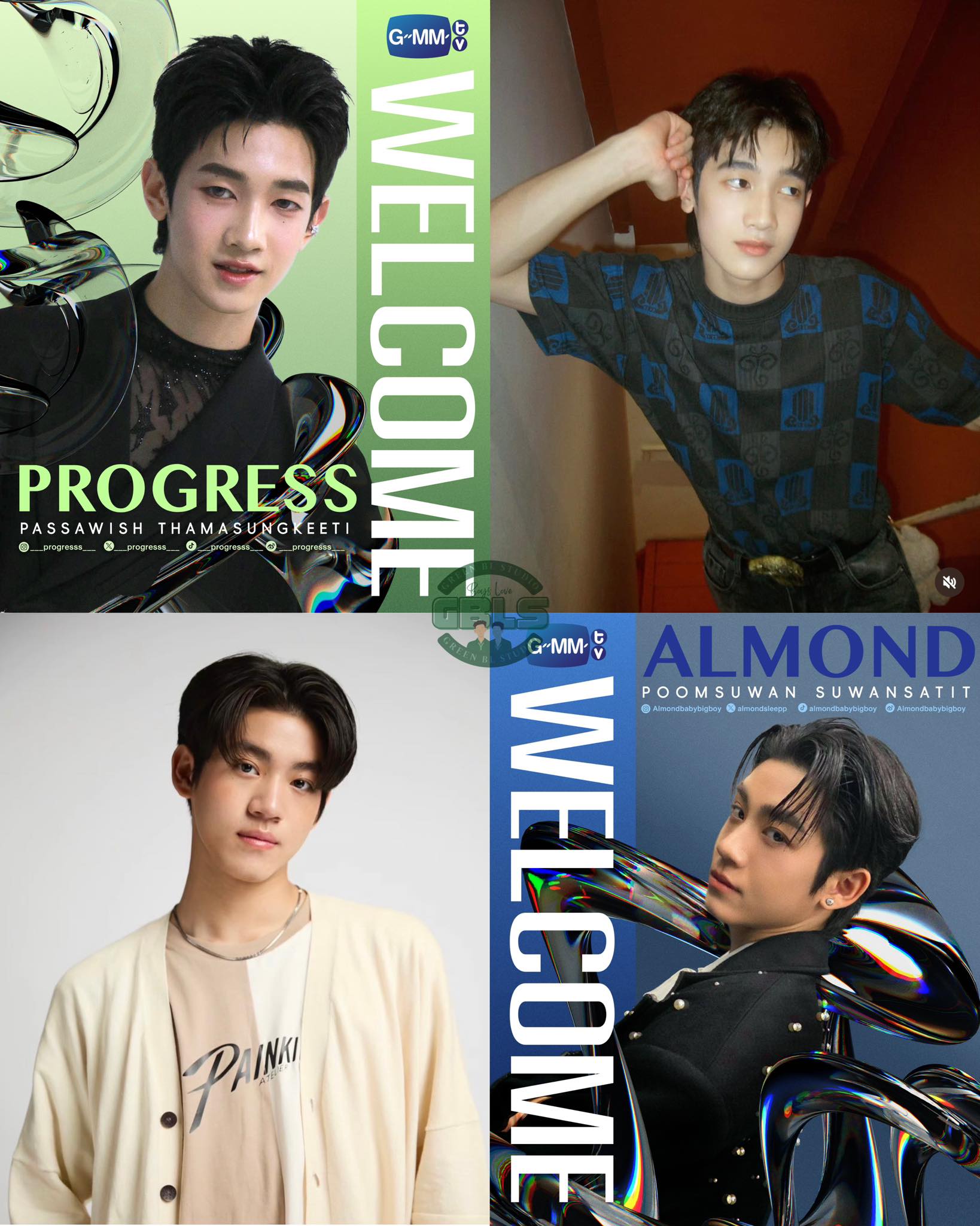 Welcome to GMMTV family, Progress & Almond 💙💚 #AlmondProgress
