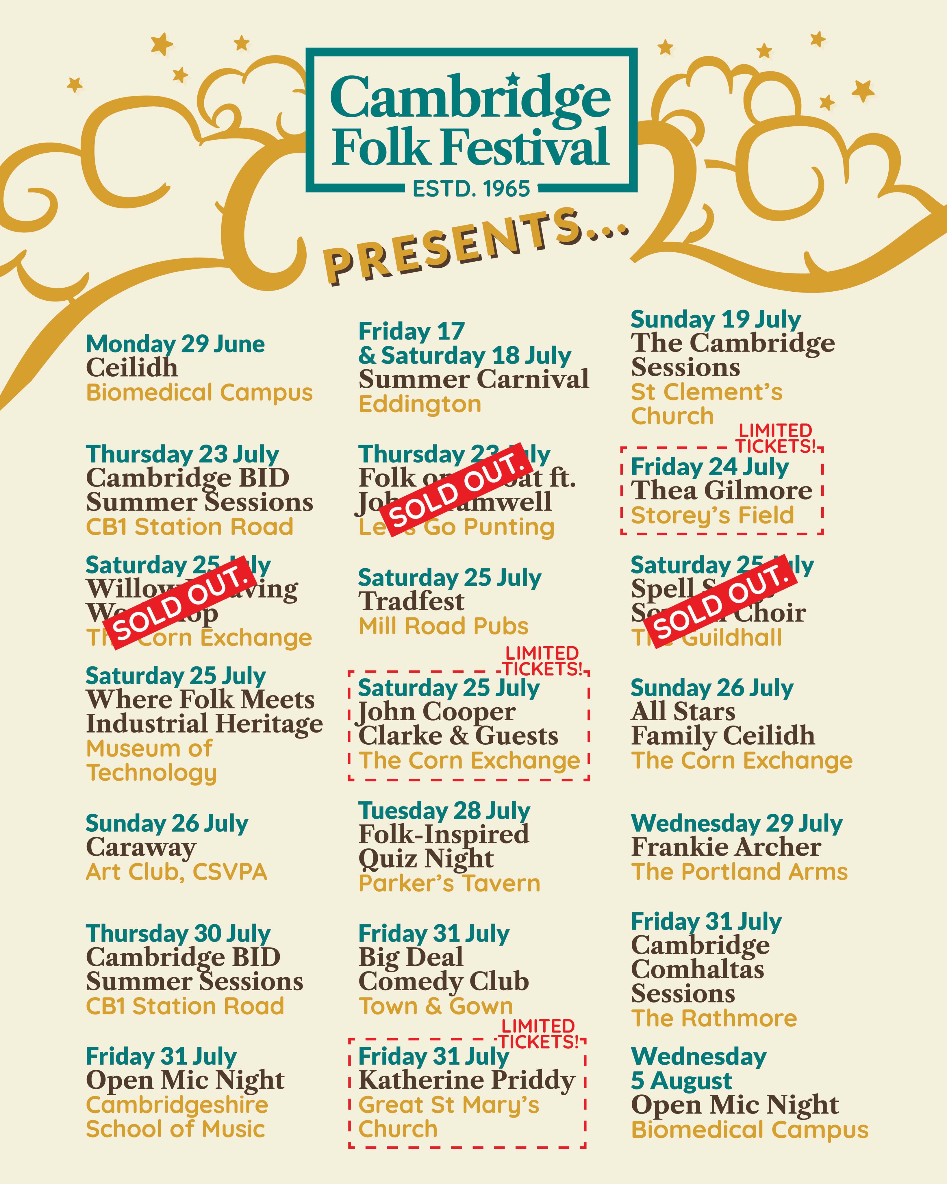 Cambridge Folk Festival Presents… a wide range of free and