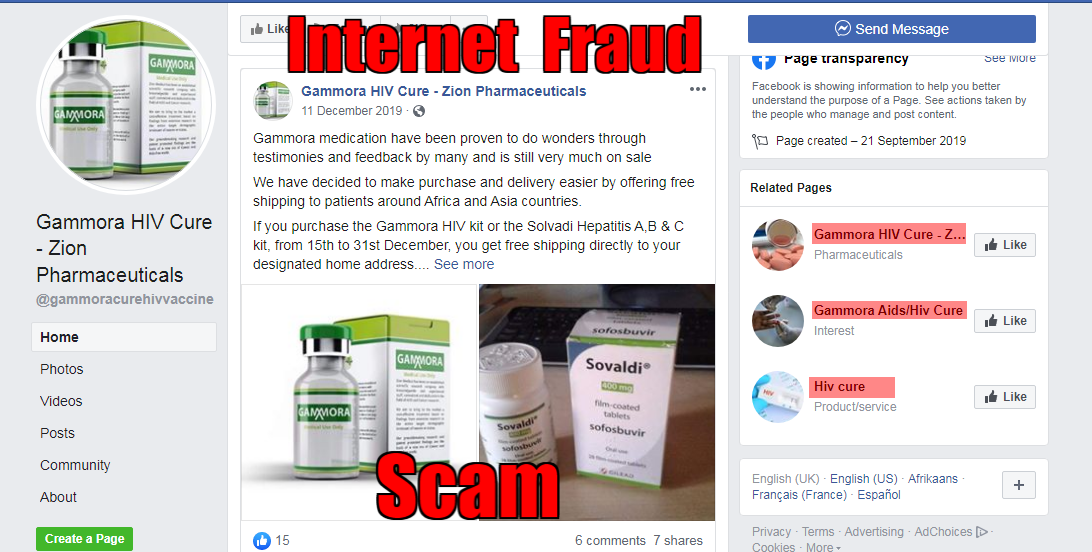 Gammora Hiv-Aids cure fake pages. - Pharmaceuticals | Facebook - 29 Photos
