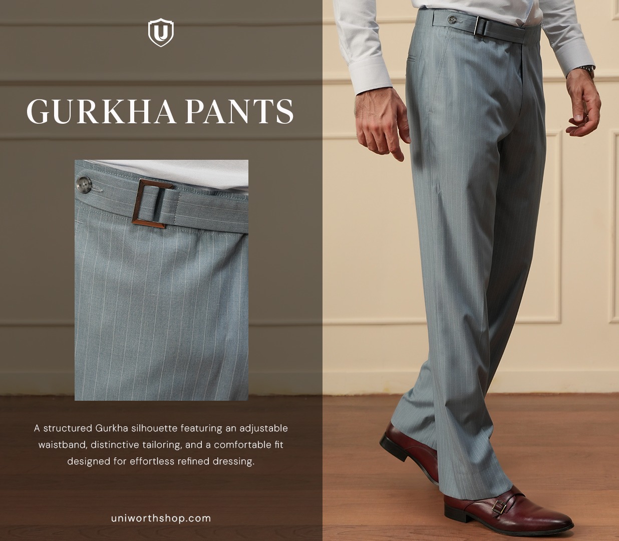 Make a statement without saying a word. Gurkha pants deliver a