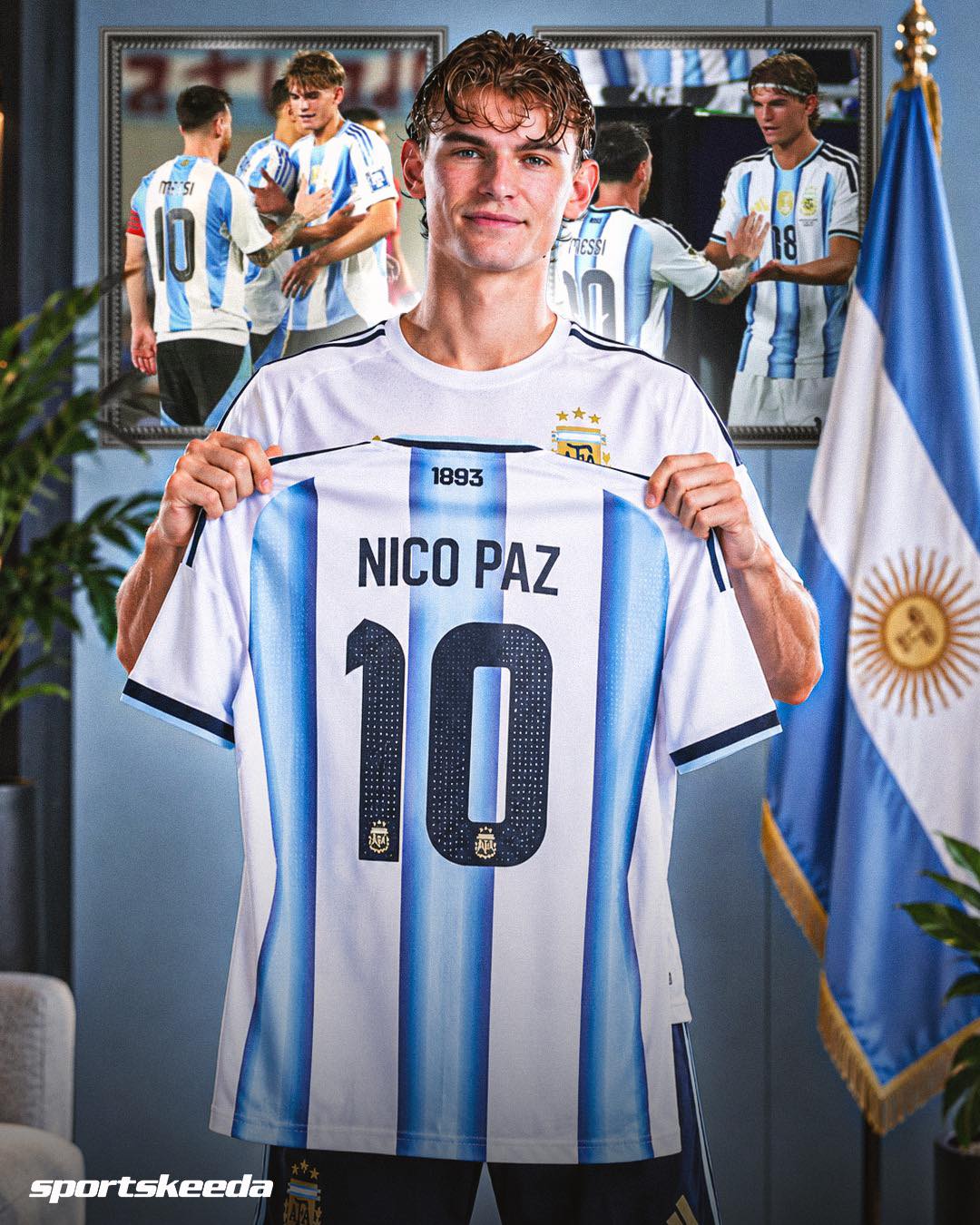 Nico Paz arrives at Argentina training in Al Nassr shirt