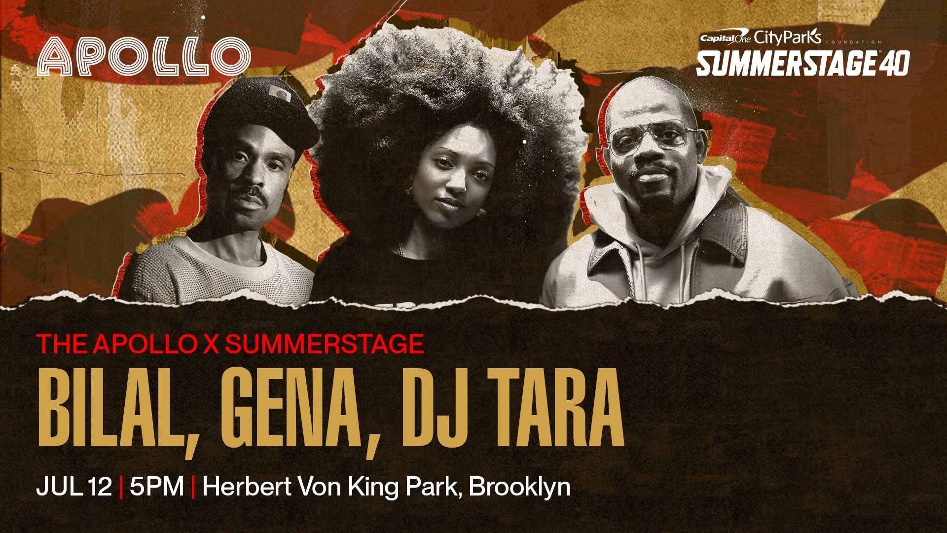 The Apollo x SummerStage present: Bilal x GENA x DJ Tara‼️This