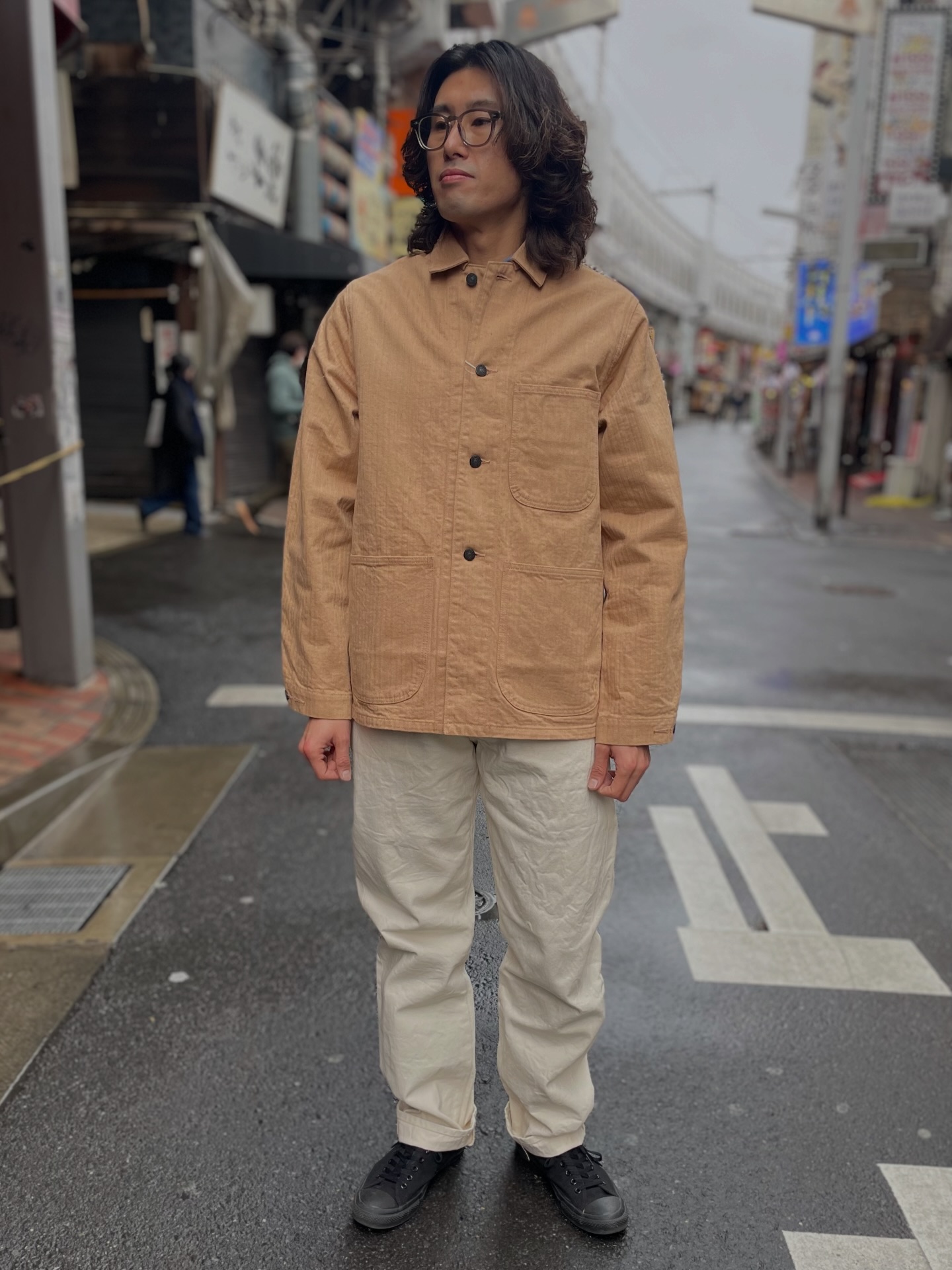 STUDIO D'ARTISAN FOX COTTON COVERALL 12oz Herringbone lot 4638