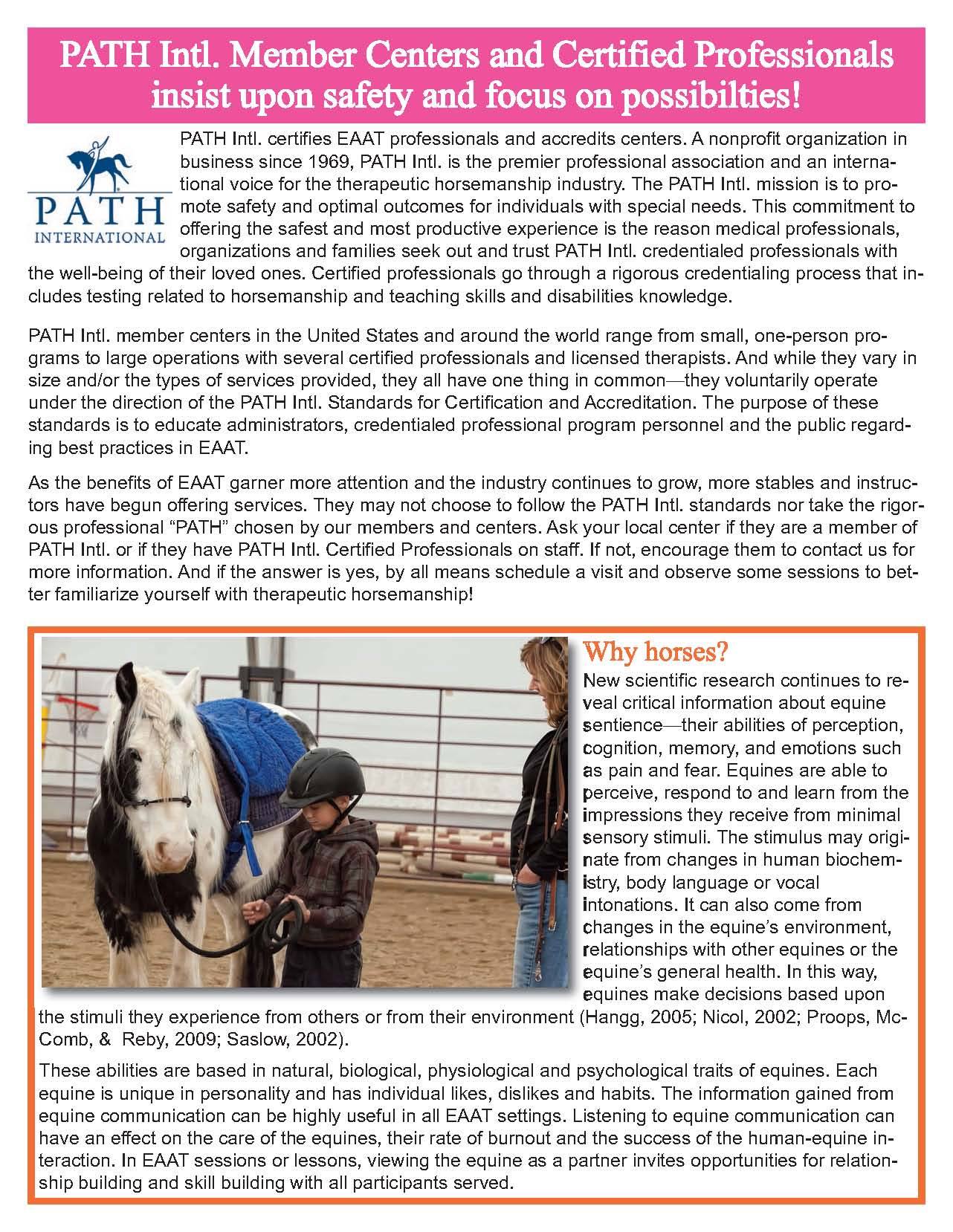 Check out the new Teacher Fact Sheet... - PATH Intl. Region 8