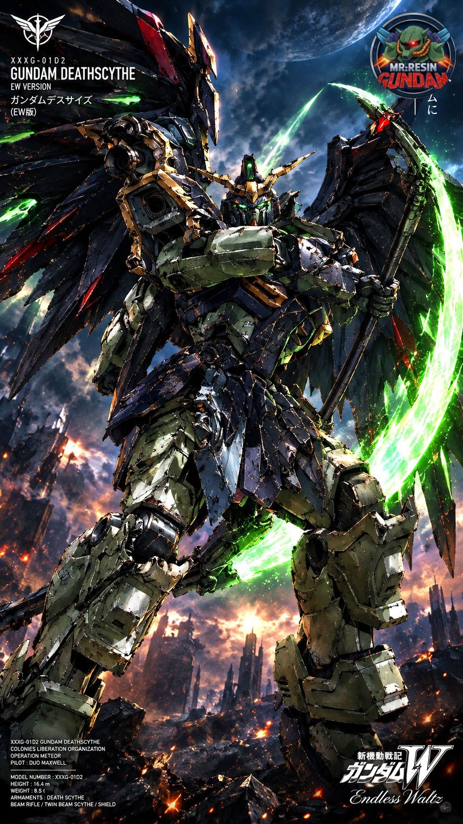 XXXG-01D2 Deathscythe Hell Gundam in Apocalyptic Ruins