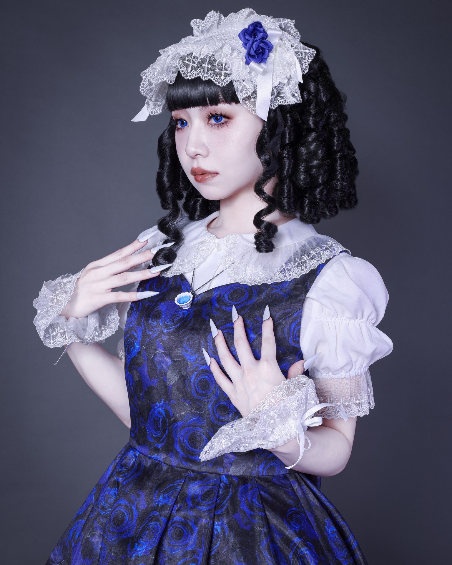 Moi-meme-Moitie 逆十字綿レース丸型ヘッドドレス 白 ✞逆十字綿レース丸型ヘッドドレス St. Peter's Cross Cotton Lace