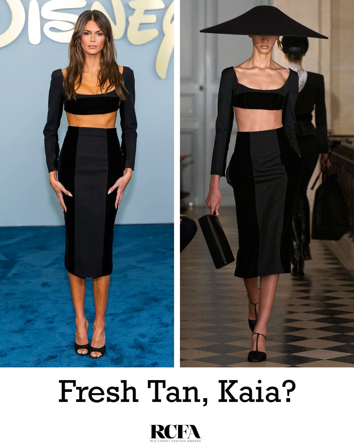 Kaia Gerber wore a Jacquemus two-piece look for Disney