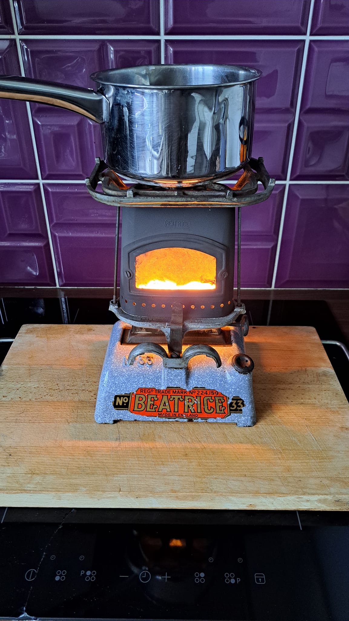 English BEATRICE 33 double burner wick stove out today to cook us