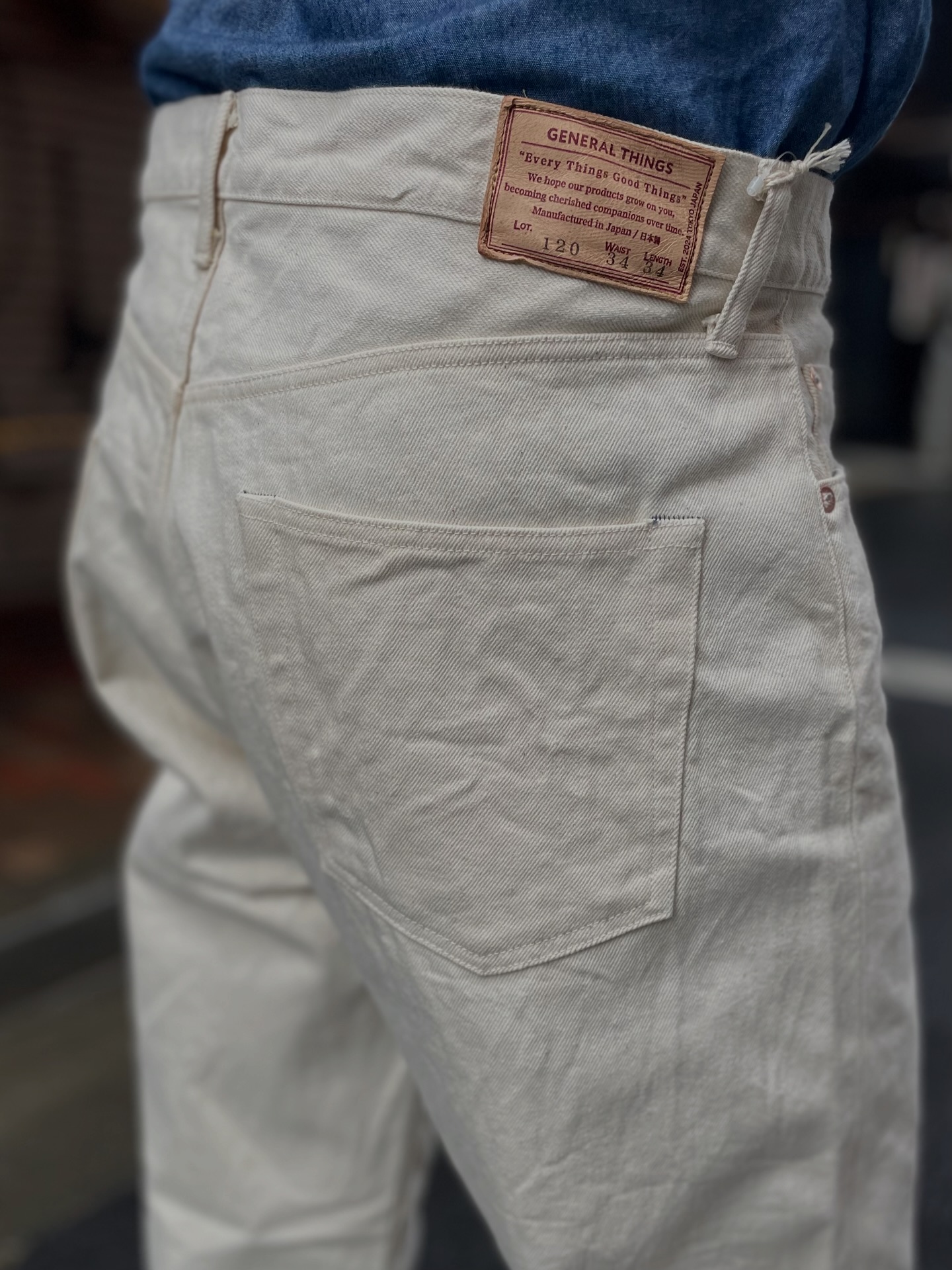 GENERAL THINGS Lot.120 Button fly White denim Lot 120w color WHT 