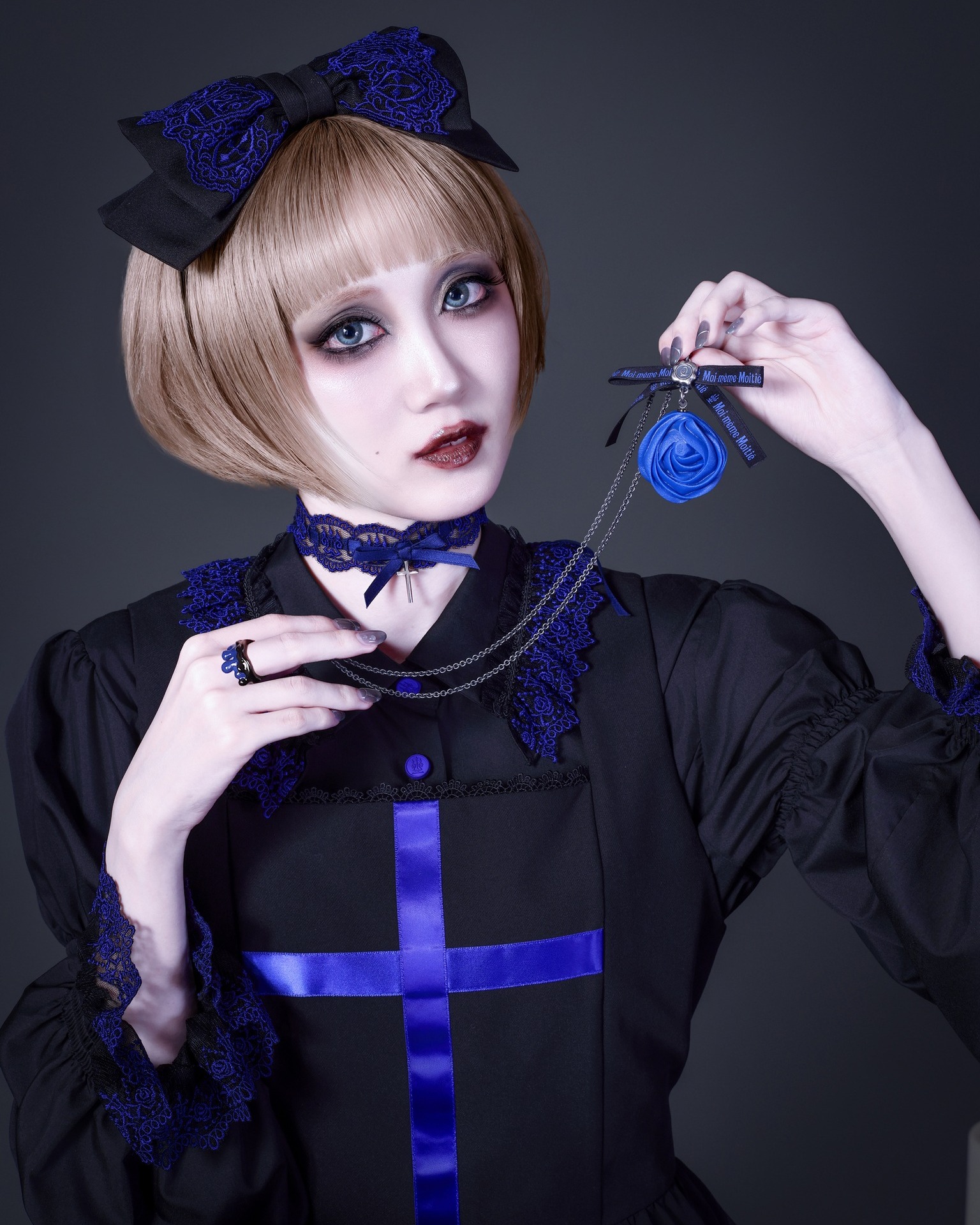 ✞逆十字綿レース丸型ヘッドドレス St. Peter's Cross Cotton Lace
