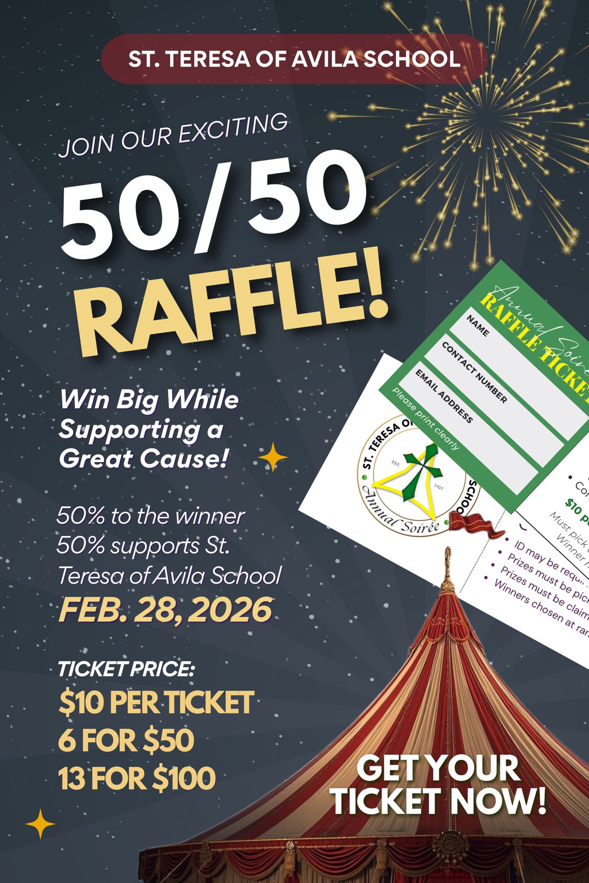 St. - 🎪 50/50 RAFFLE IS HERE! 🎪 Support St. Teresa of Avila School and ...