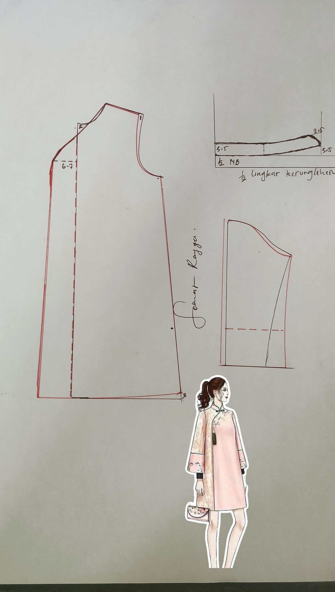 Pattern Making ✂️ Pola Dress cheongsam hanfu #patternmaking #sew #fblifestyle