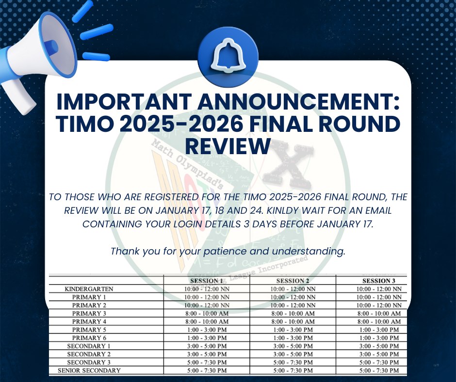 Math - EYES HERE TIMO 2025-2026 FINAL ROUND REGISTERED PARTICIPANTS 📣 ...