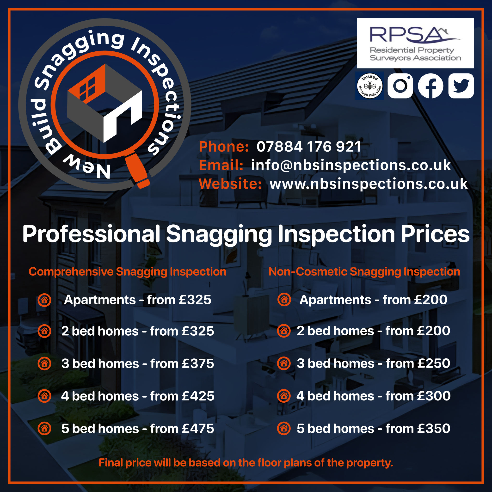 NBS - New Build Snagging Inspections. 2026 price list update. NEW BUILD ...