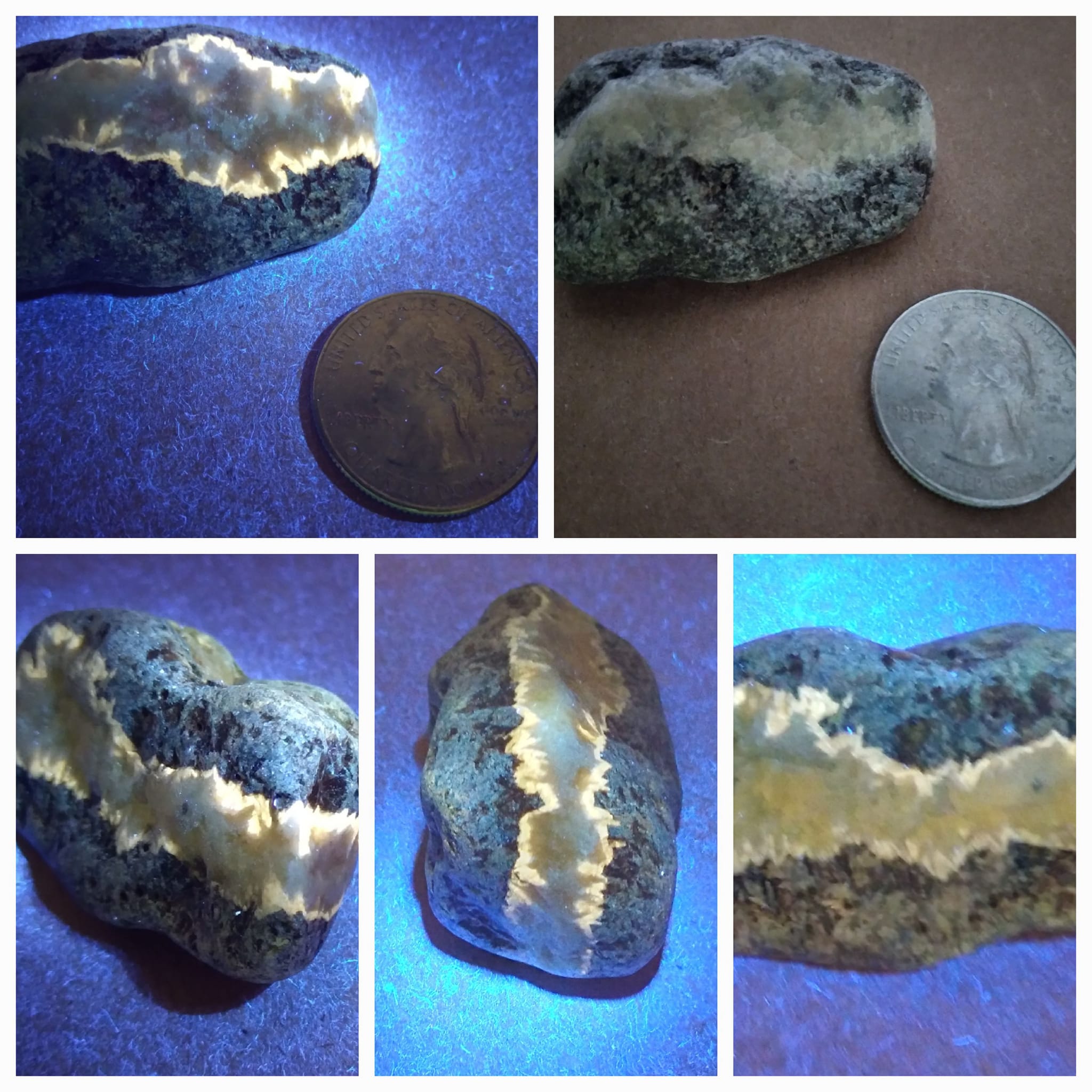 Found wishing stone, Lk. Erie. Floresce's orange. Any clue what it