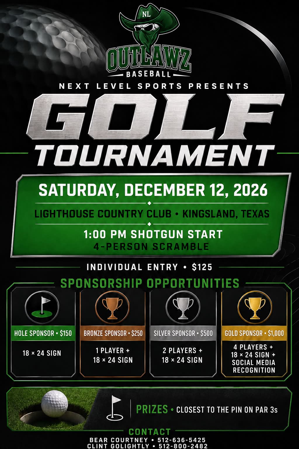 Next Level Sports' Outlawz Baseball Golf Tournament at Lighthouse