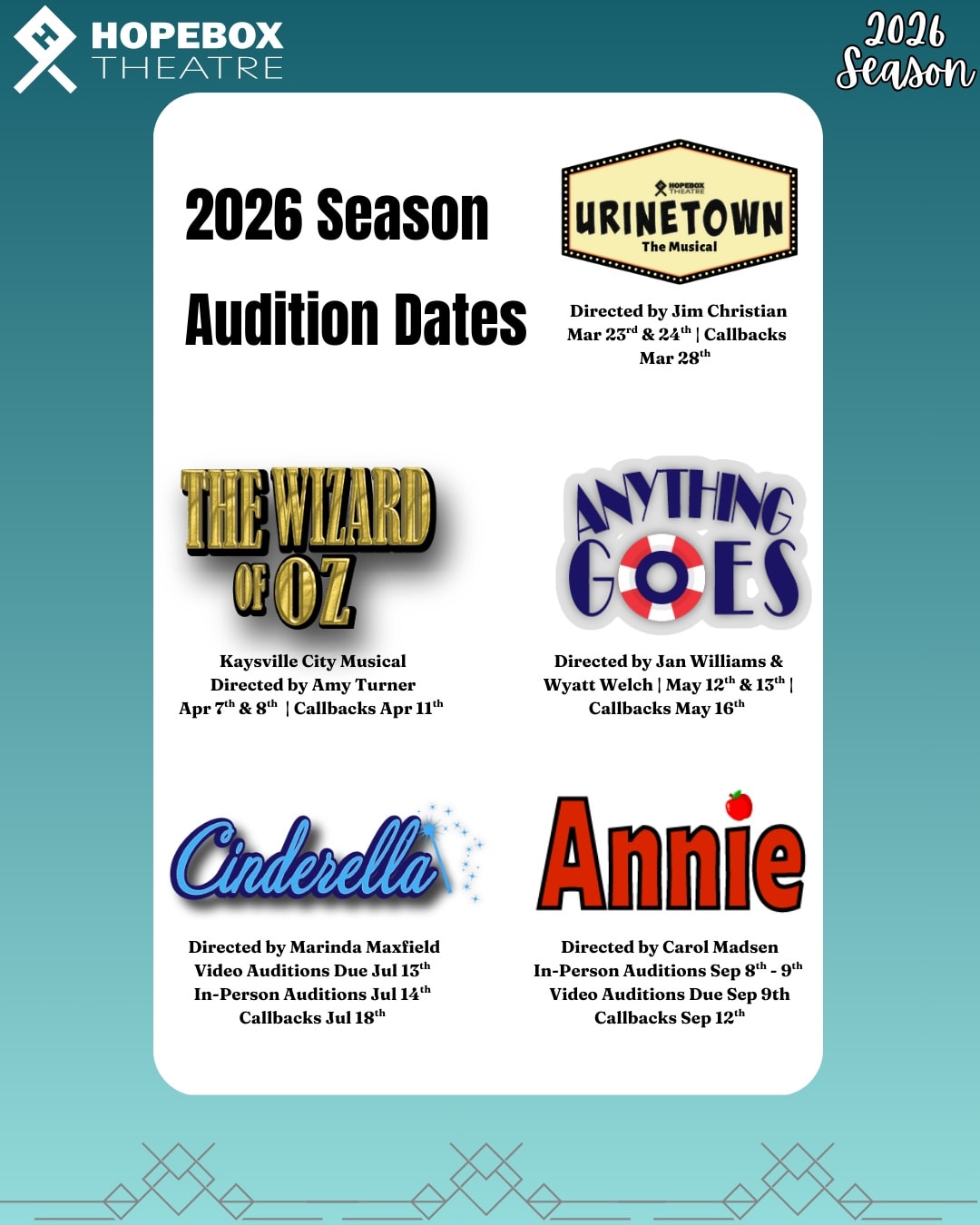 THEATRE PEOPLE of UTAH | 📅We've updated some of our audition dates and ...