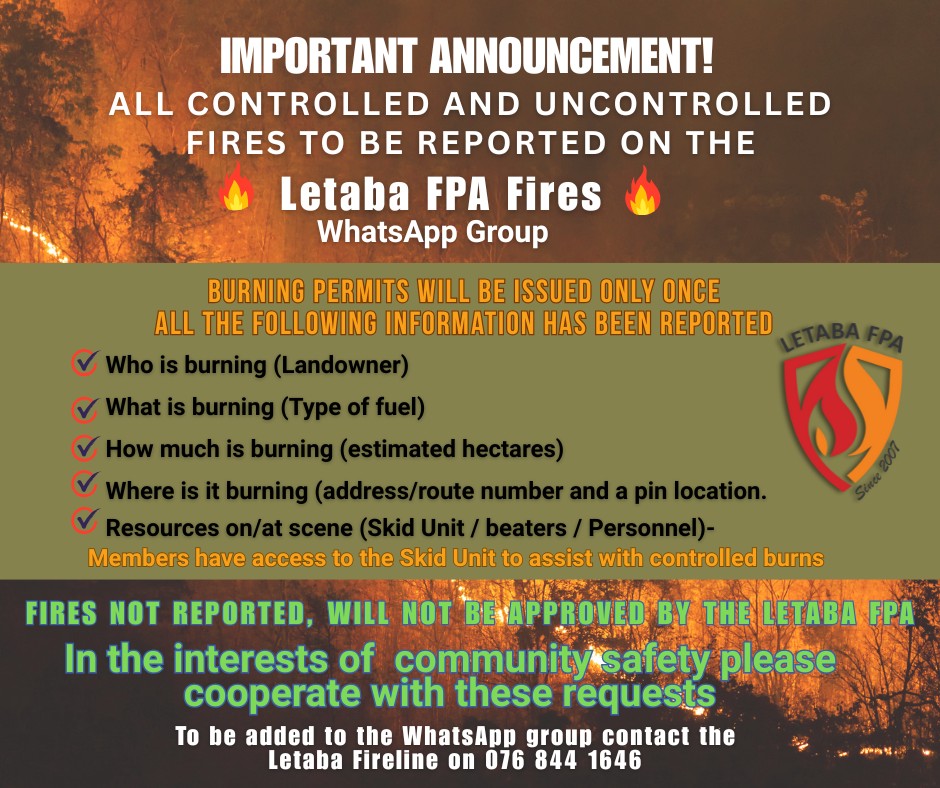 Letaba - In the interests of public safety please report all ...