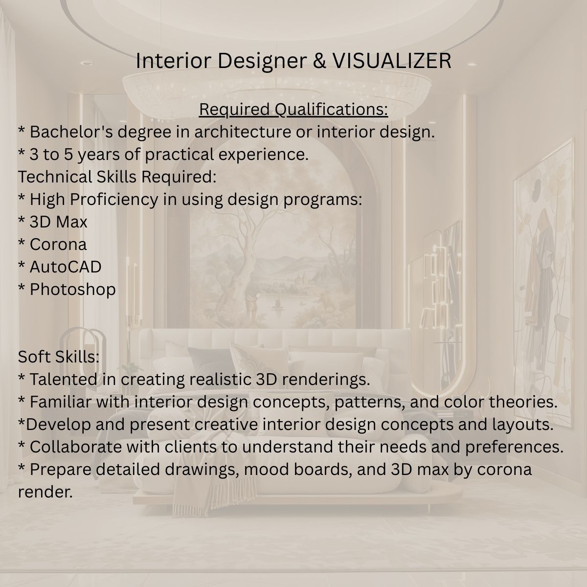 Interior Designer Jobs 🧱🧱🚶...!!!!!!! | Official working hours: | Facebook
