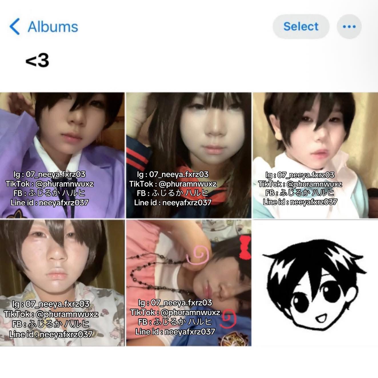 Cosplay pictures and social media handles shared