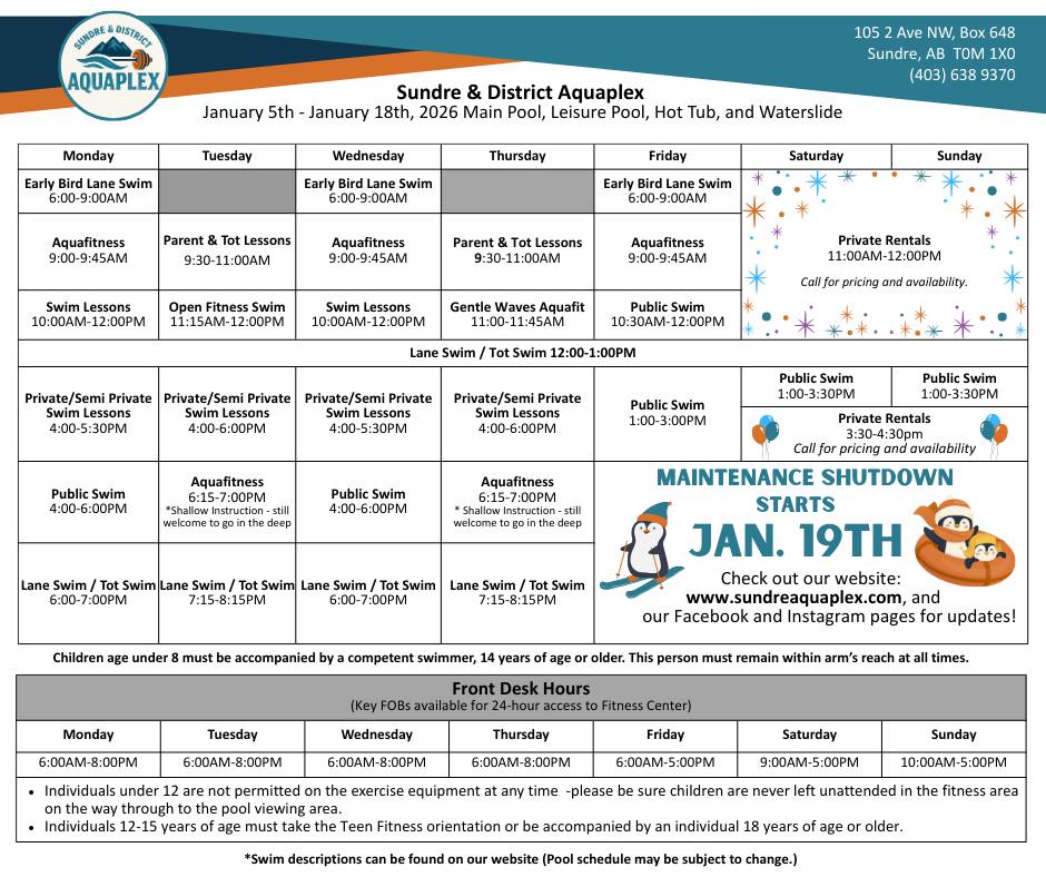 Sundre - Maintenance Notice! The pool will be closed as of January 19 ...