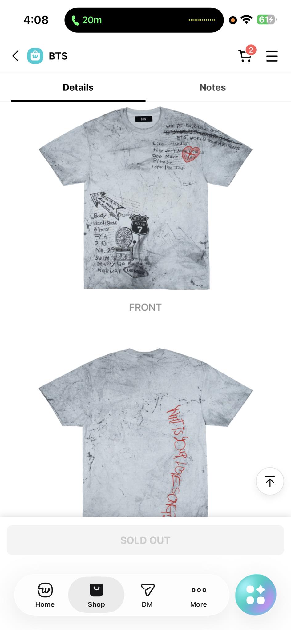 BTS Big Dipper T-shirt trade: Gray XXL for medium, large, or XL in