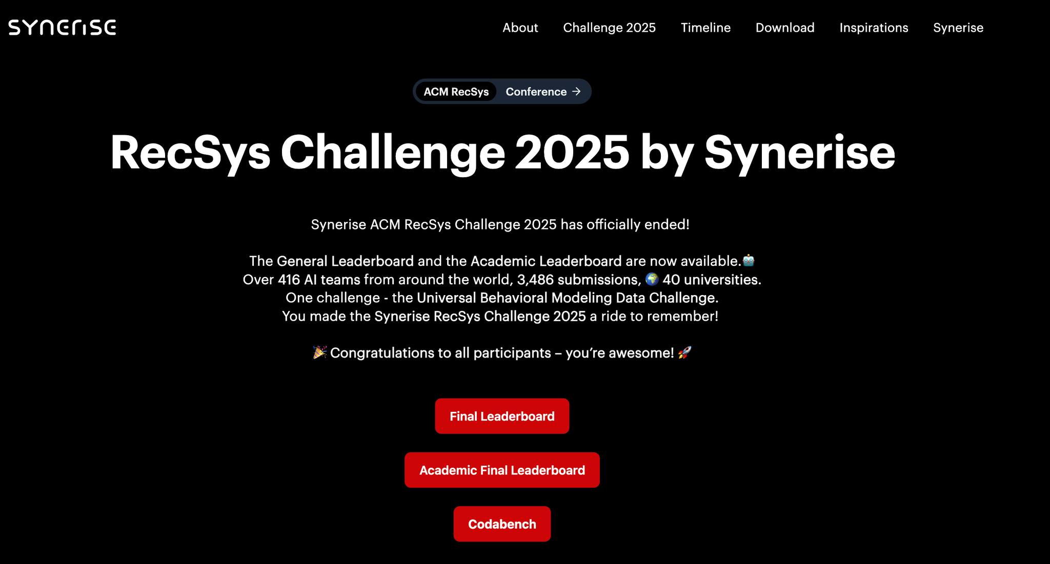 Synerise - 🏆 We have the winners of the Synerise ACM... | Facebook