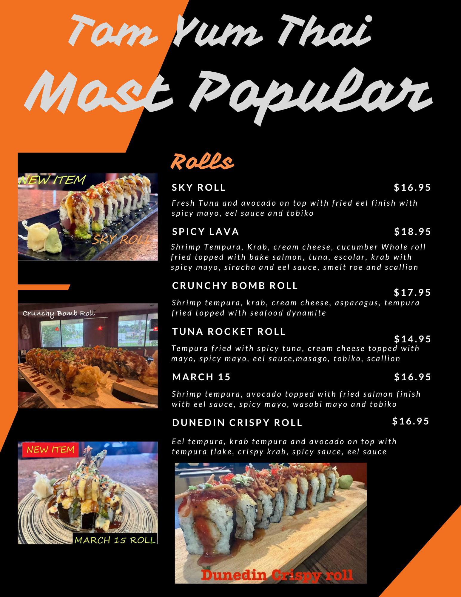 TOM YUM THAI & SUSHI Restaurant | Dunedin FL