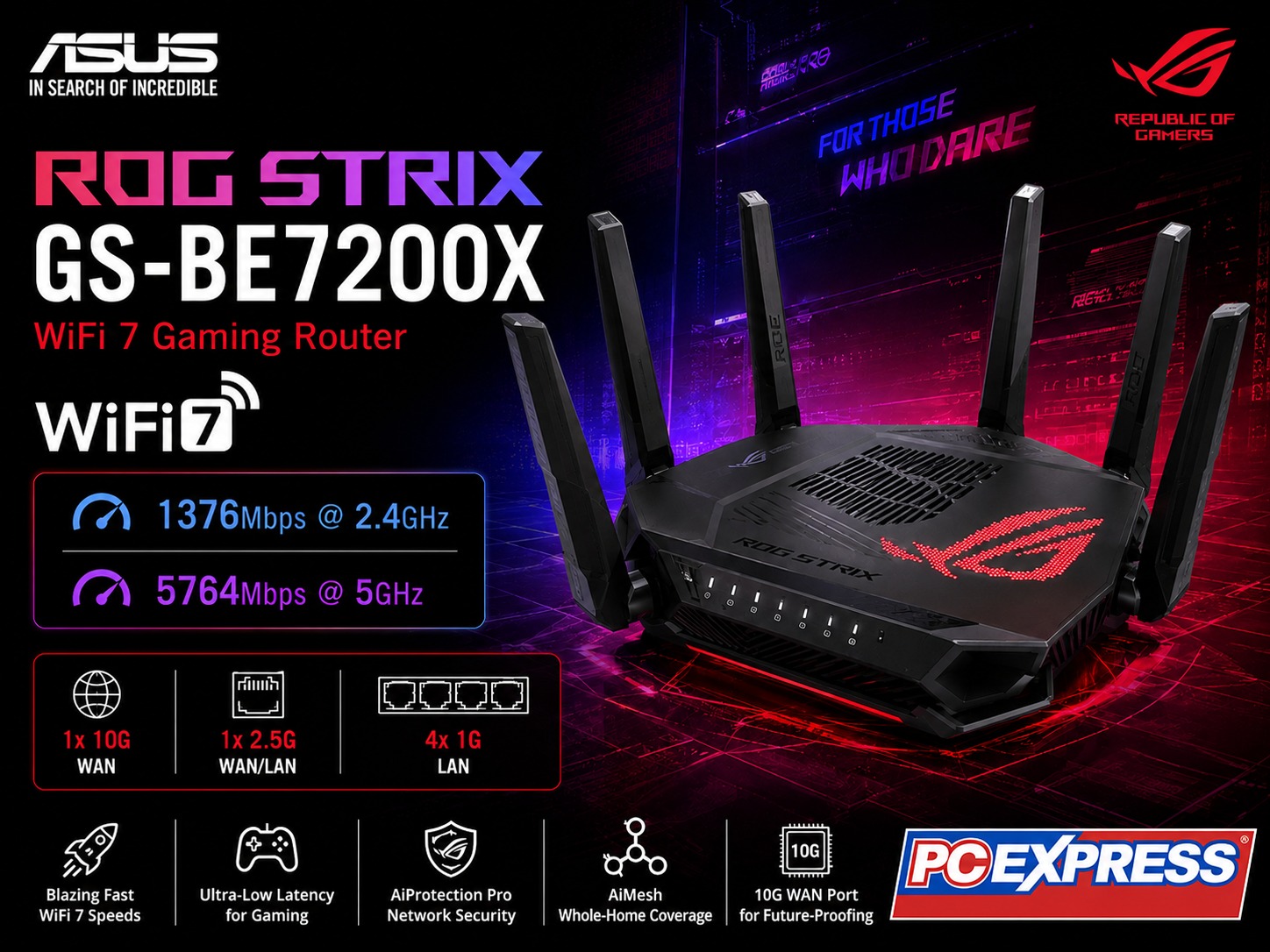 ASUS ROG Strix GS-BE7200X WiFi 7 gaming router for low-latency gaming